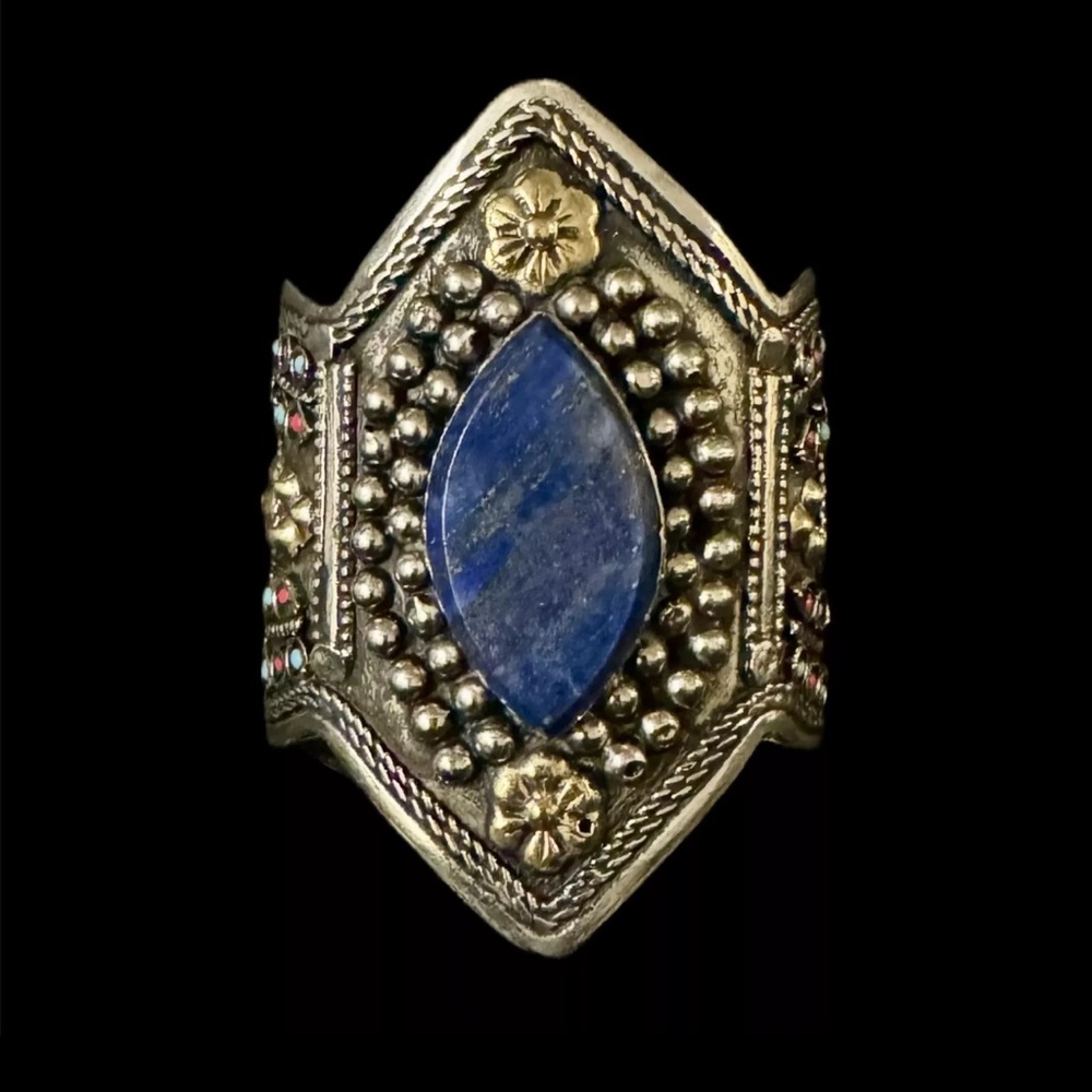 Afghan KUCHI Silver cuff, Antique, Rare Boho/Tribal/Punk/ Festival, Lapis